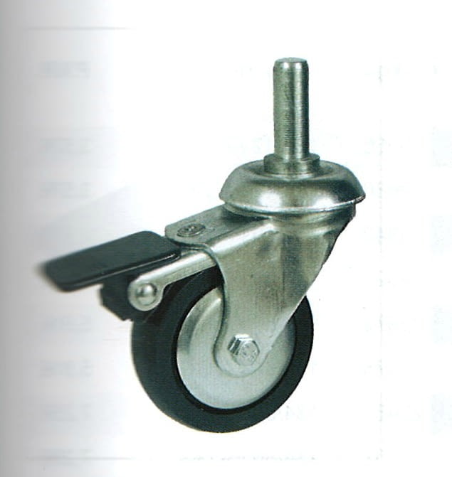 Rueda de polipropileno 80 mm, con freno, soporte y espiga AFO