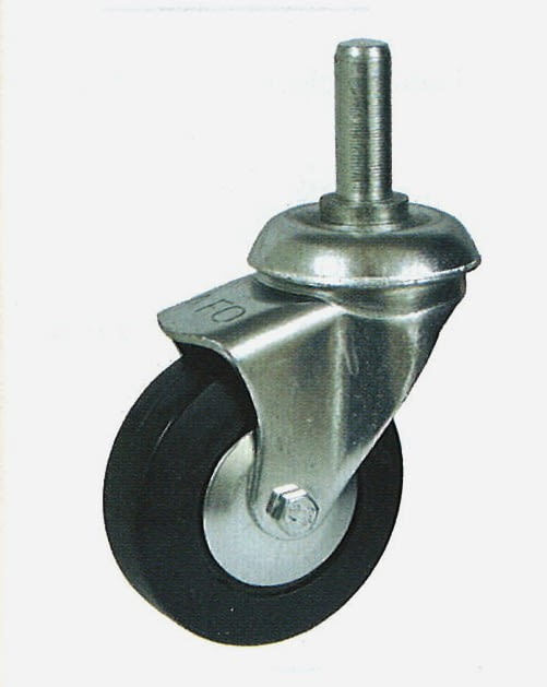 Rueda de goma 50 mm giratoria con soporte y espiga AFO