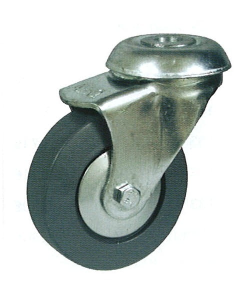 Rueda de goma 60 mm giratoria con soporte para tornillo AFO