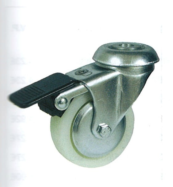 Rueda de polipropileno 80 mm, con freno, tornillo pasador AFO