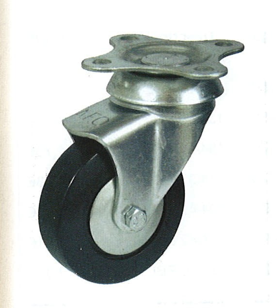 Rueda de goma 80 mm con platina base de sujeción AFO