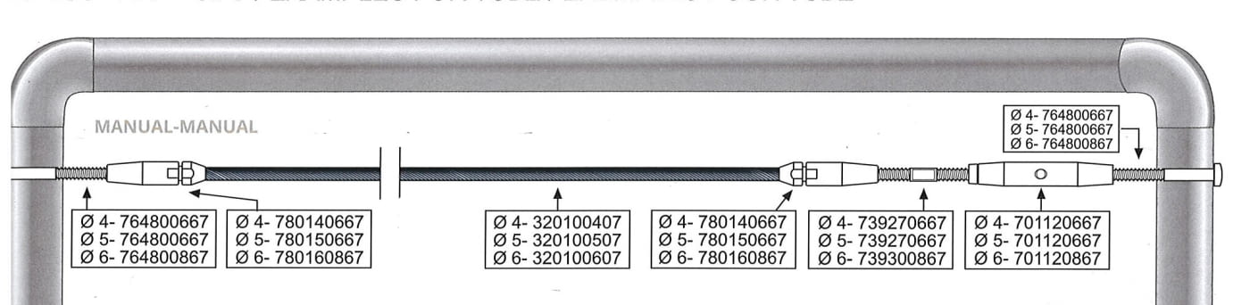 Kit 1 tramo para cable barandilla inox plana para poste de tubo