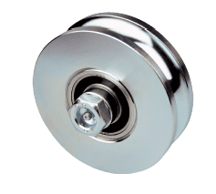 Rueda para puerta corredera inferior canal angular con doble rodamiento y engrasador