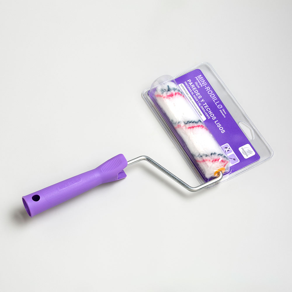 Mini Rodillo Poliamida 6 Cm + Varilla Paredes Y Techos Lisos