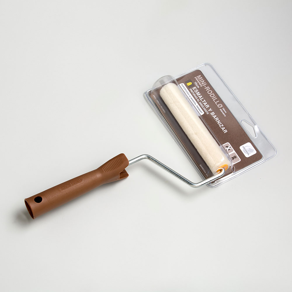 Mini Rodillo Velour 11 Cm + Varilla Esmaltar Y Barnizar Al Disolvente
