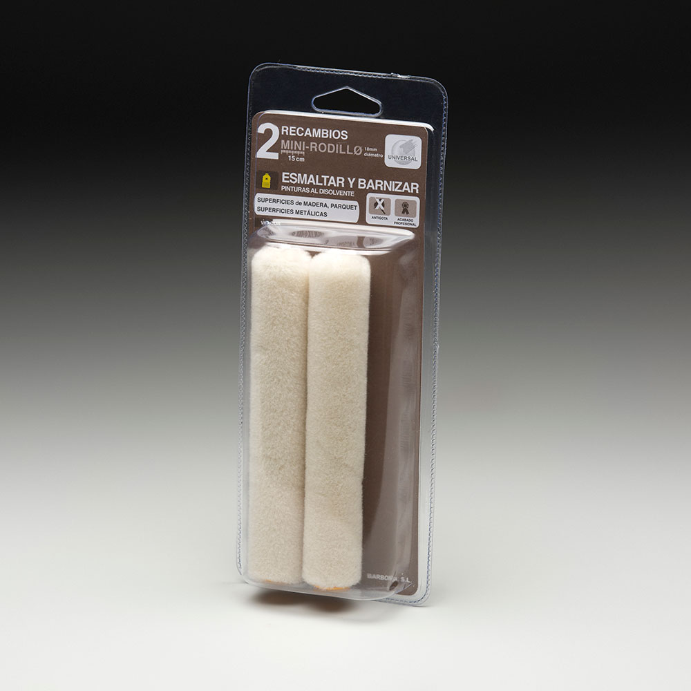 2 Recambios Mini Rodillo Velour Esm. Y Barnizar 15Cm Disolvente