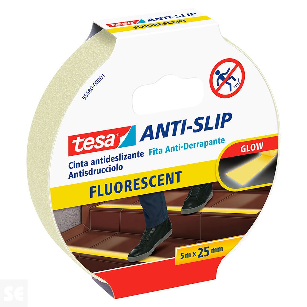 Cinta Adh. Antideslizante 5x25 Fluorescente