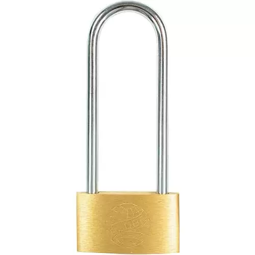 Candado Arco Largo De Laton Macizo Con Llave 60 Mm Dorado