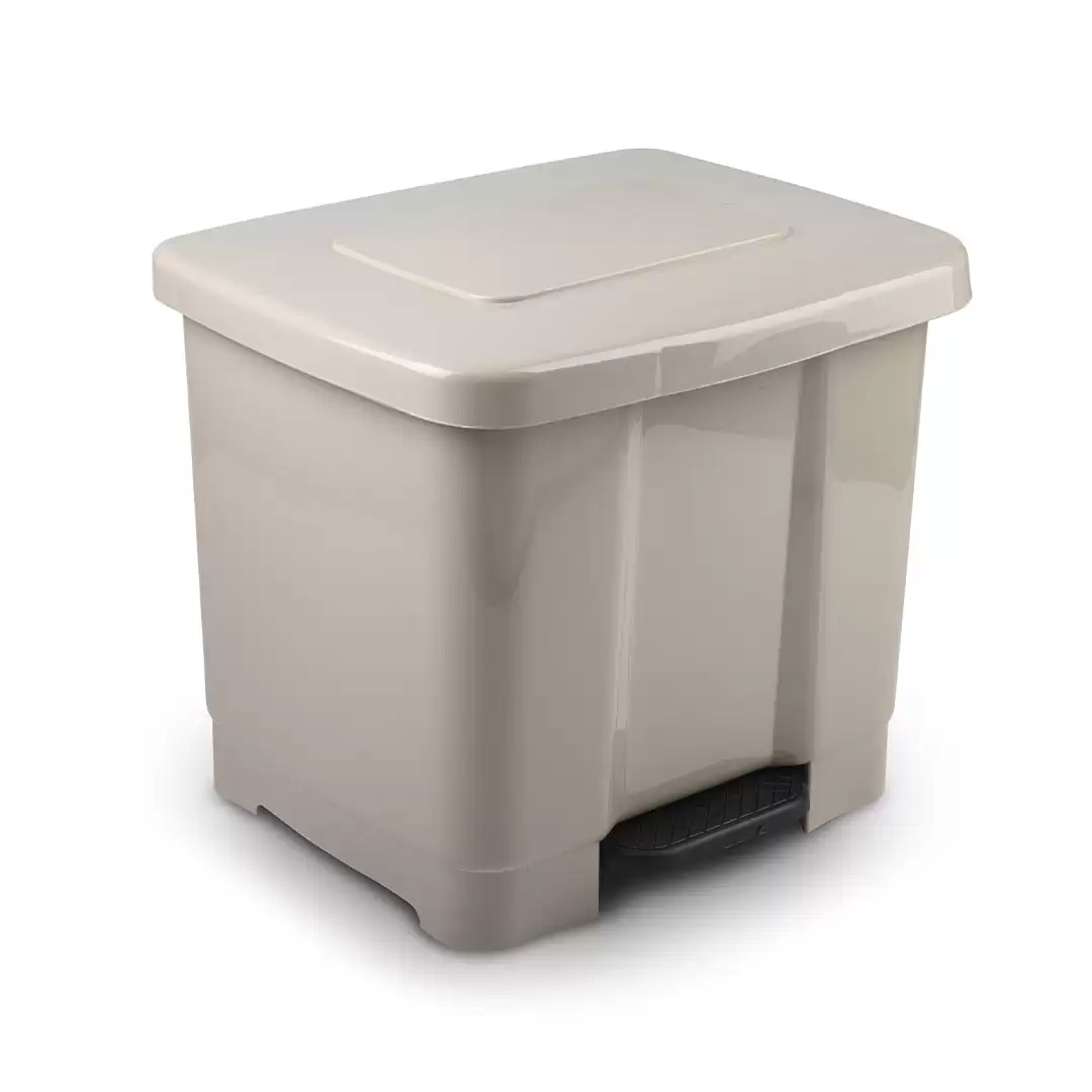 Cubo Basura Reciclaje Plastico Apertura Pedal 35 Litros Beige