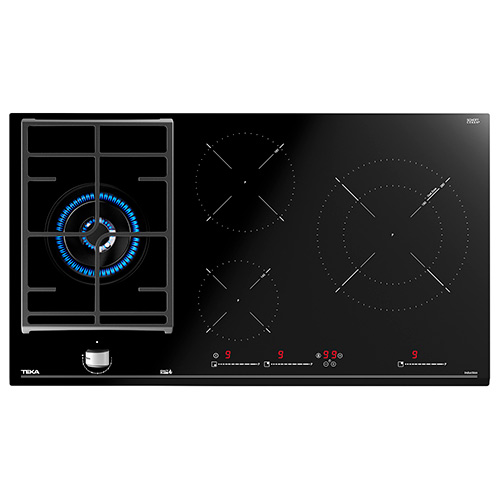 Placas de inducción - TEKA Encimera Hybrid Inducción + Gas JZC 94313 ABN 4 Zonas Negro