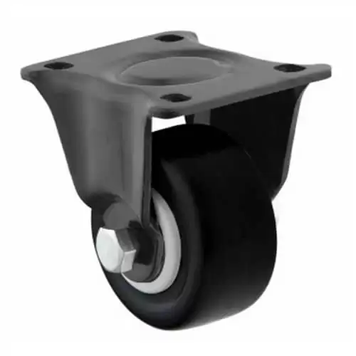 Rueda Fija Industrial De Poliuretano Sin Freno 62.5 Mm Negro