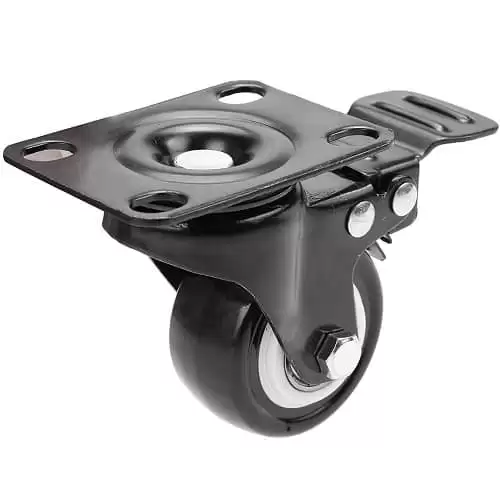 Rueda Pivotante Industrial De Poliuretano Con Freno 62.5 Mm  Negro