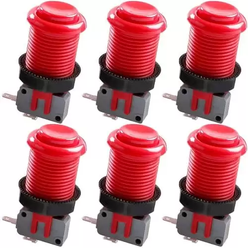 Boton Americano Arcade Con Microinterruptor (6 Uds)  Rojo