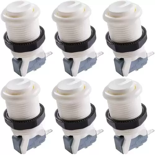 Boton Americano Arcade Con Microinterruptor (6 Uds)  Blanco