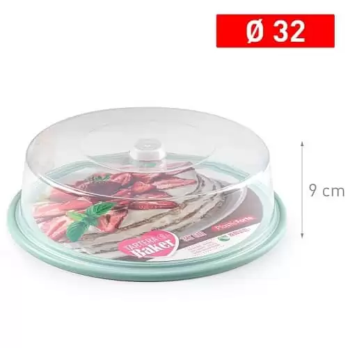 Bandeja Pasteles Tartera Plastico 9 Cm Altura Y Diametro 32 Cm Verde Claro