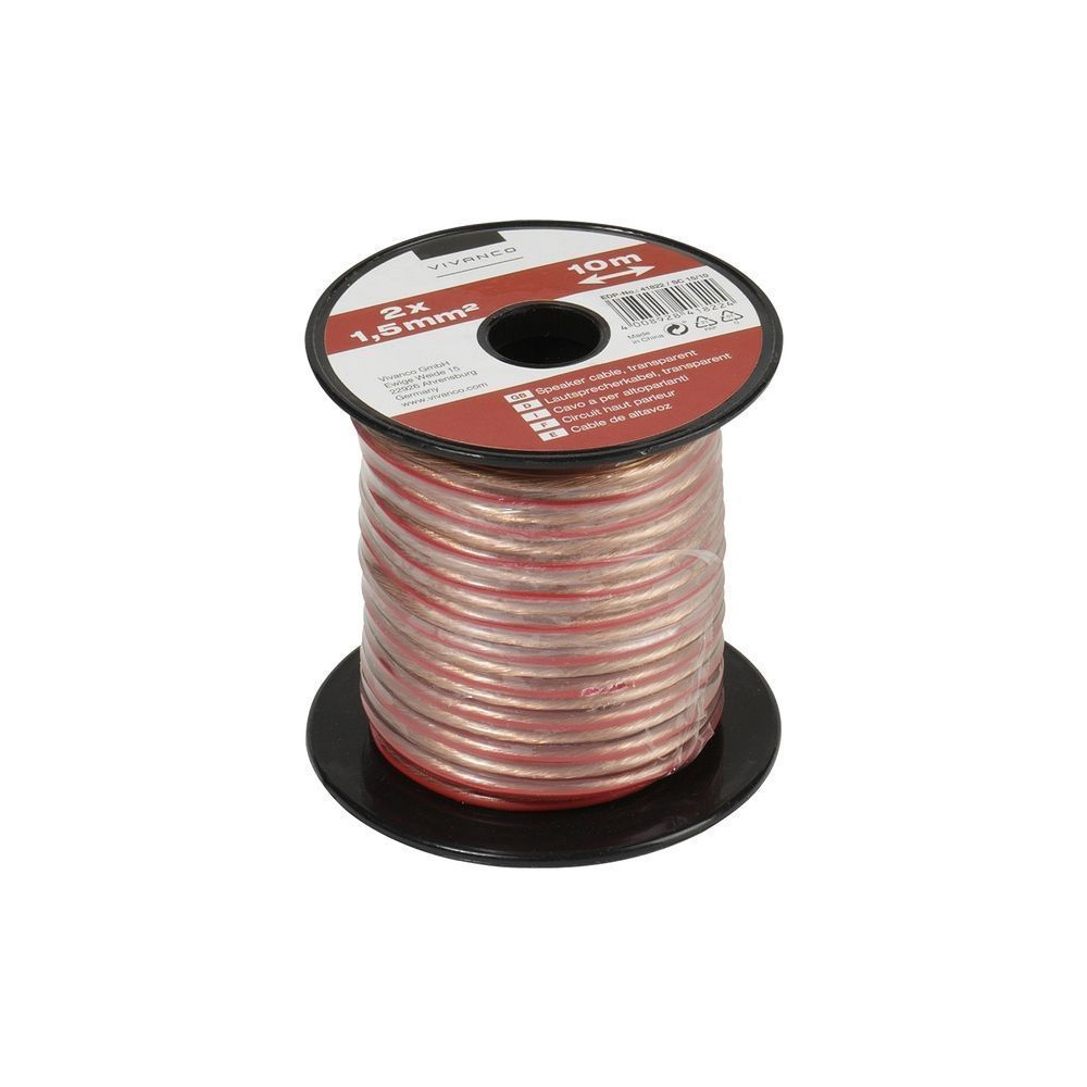 Cable Altavoz Transparente Bobina 2x1,5Mm 10M
