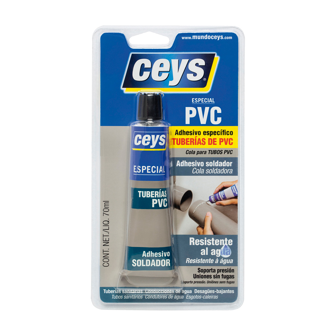 Ceys Adh. Tuberias Pvc Blister 70Ml 6U