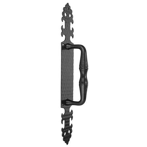 Manillones, pomos y llamadores de forja - Manillón con Placa Torneado 73003C 310x46 mm Negro