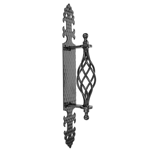 Manillones, pomos y llamadores de forja - Manillón con Placa Alambre 73017C 310x46 mm Negro