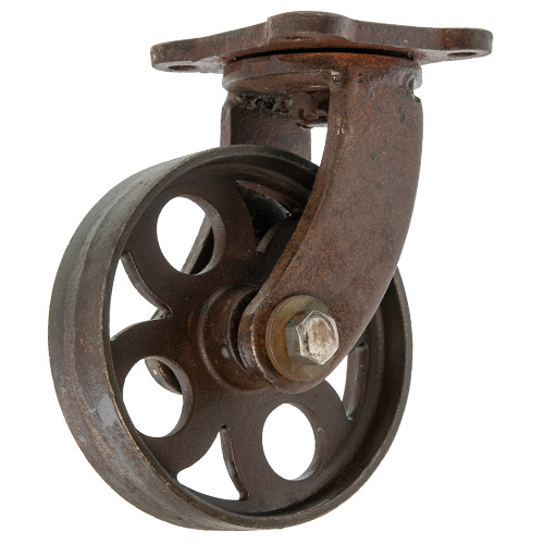 Varios forja - Rueda Rústica Giratoria con Base 8001 Óxido