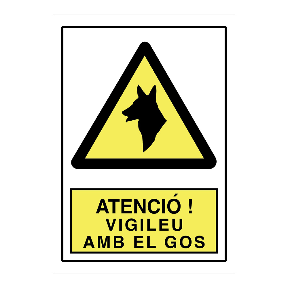 Señal Adv. Peligro 21x30 Vigileu Gos Ref. Ap. 02 (Catalan)