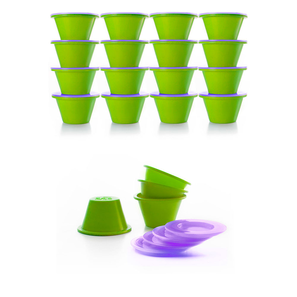 Set 4 flaneros apilables Tapa silicona - 8 cm