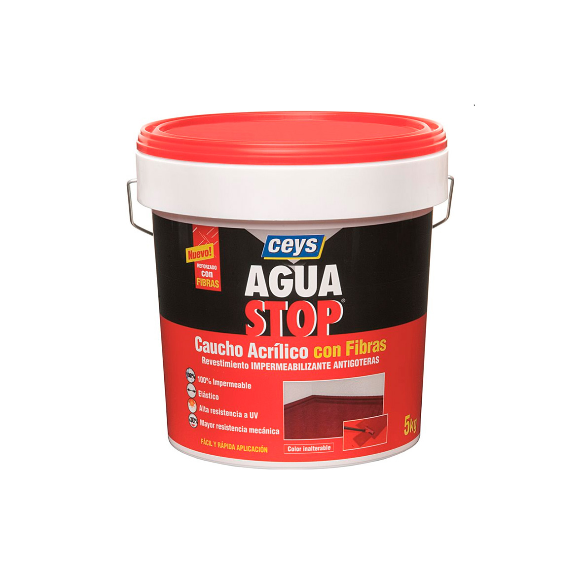 Aguastop Caucho Fibras Gris 5Kg