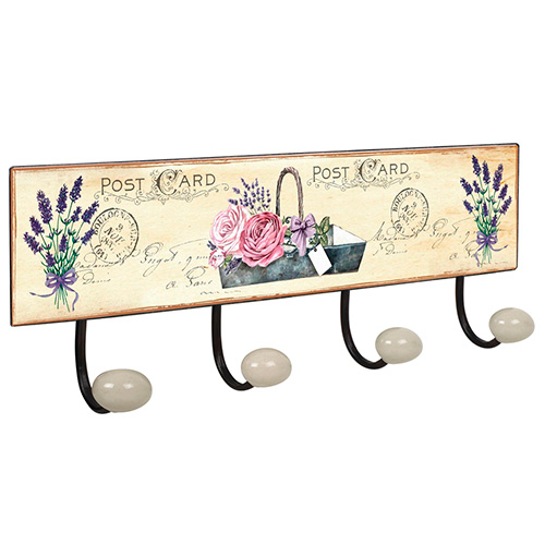 Perchas - Percha Pared 4 Pomos Porcelana Lavanda