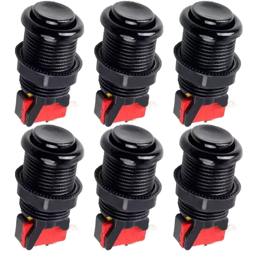 Boton Americano Arcade Con Microinterruptor (6 Uds)  Negro