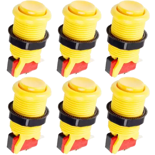 Boton Americano Arcade Con Microinterruptor (6 Uds)  Amarillo