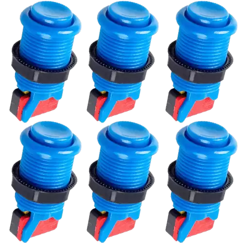 Boton Americano Arcade Con Microinterruptor (6 Uds)  Azul