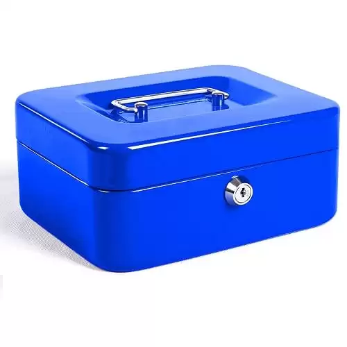 Caja Fuerte Metalica Portatil Caudales Grande  Azul