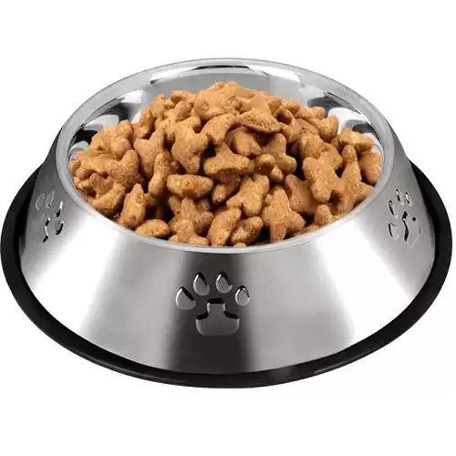 Comedero Metal Redondo Para Mascotas 30 Cm Plateado