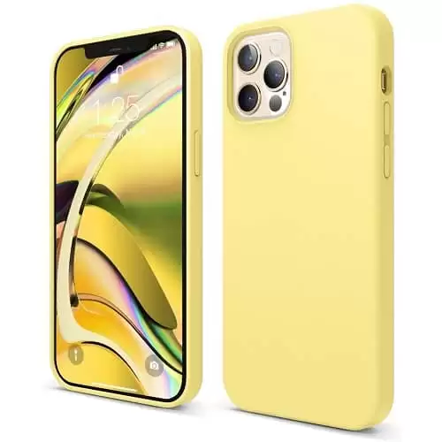 Funda Silicona Iphone 12 Textura Suave  Amarillo Claro