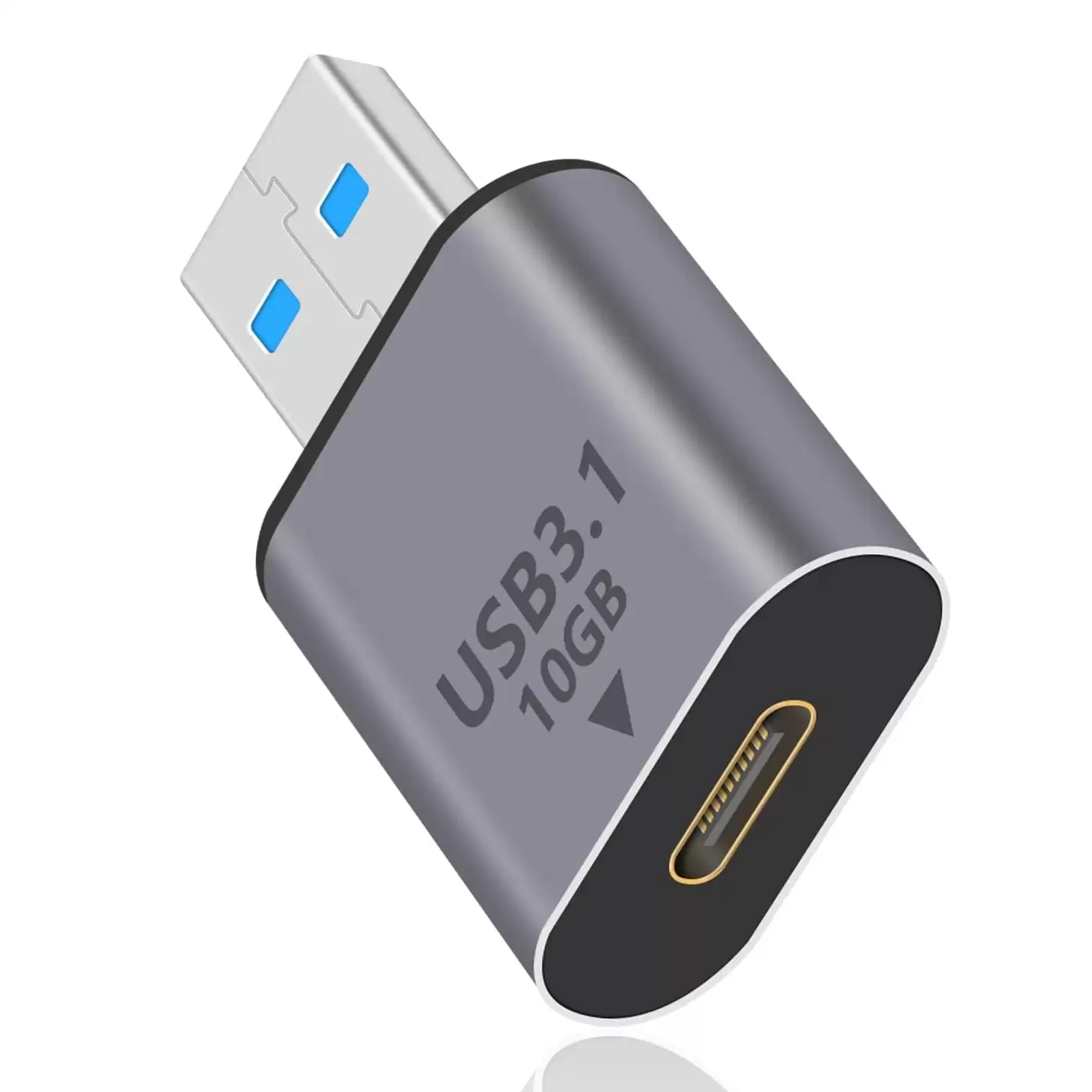 Adaptador USB C Hembra A USB Macho Aluminio 3.1 Plateado