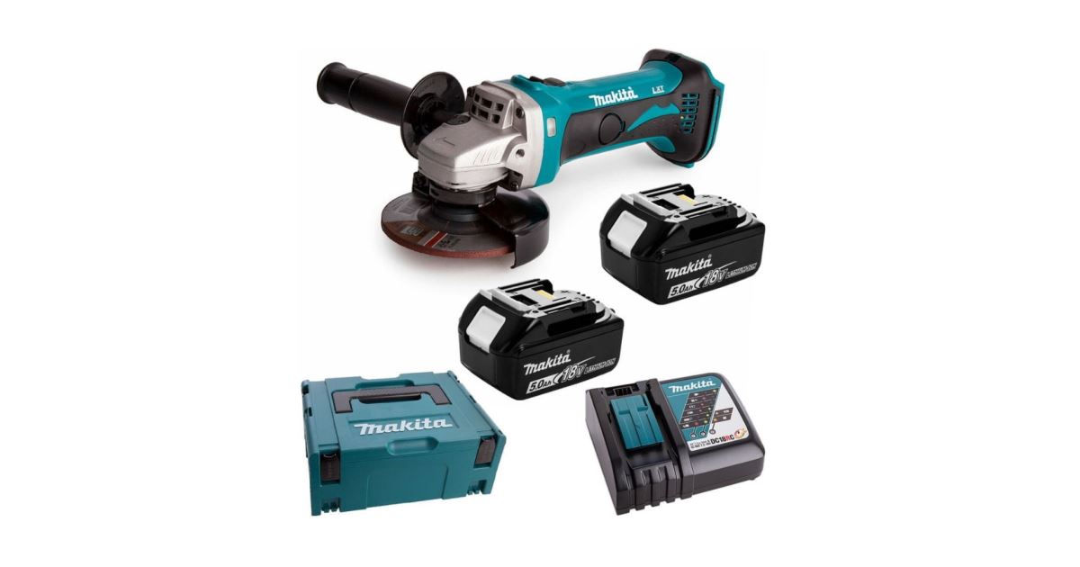 Amoladora angular Makita Aku 115mm Li-ion LXT 18V/5.0Ah, Makpac DGA452RTJ