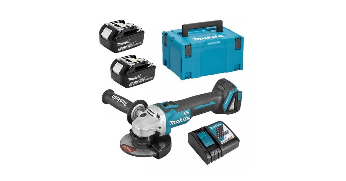 Amoladora angular Makita Aku 125mm Li-ion LXT 18V/5.0Ah, Makpac DGA506RTJ
