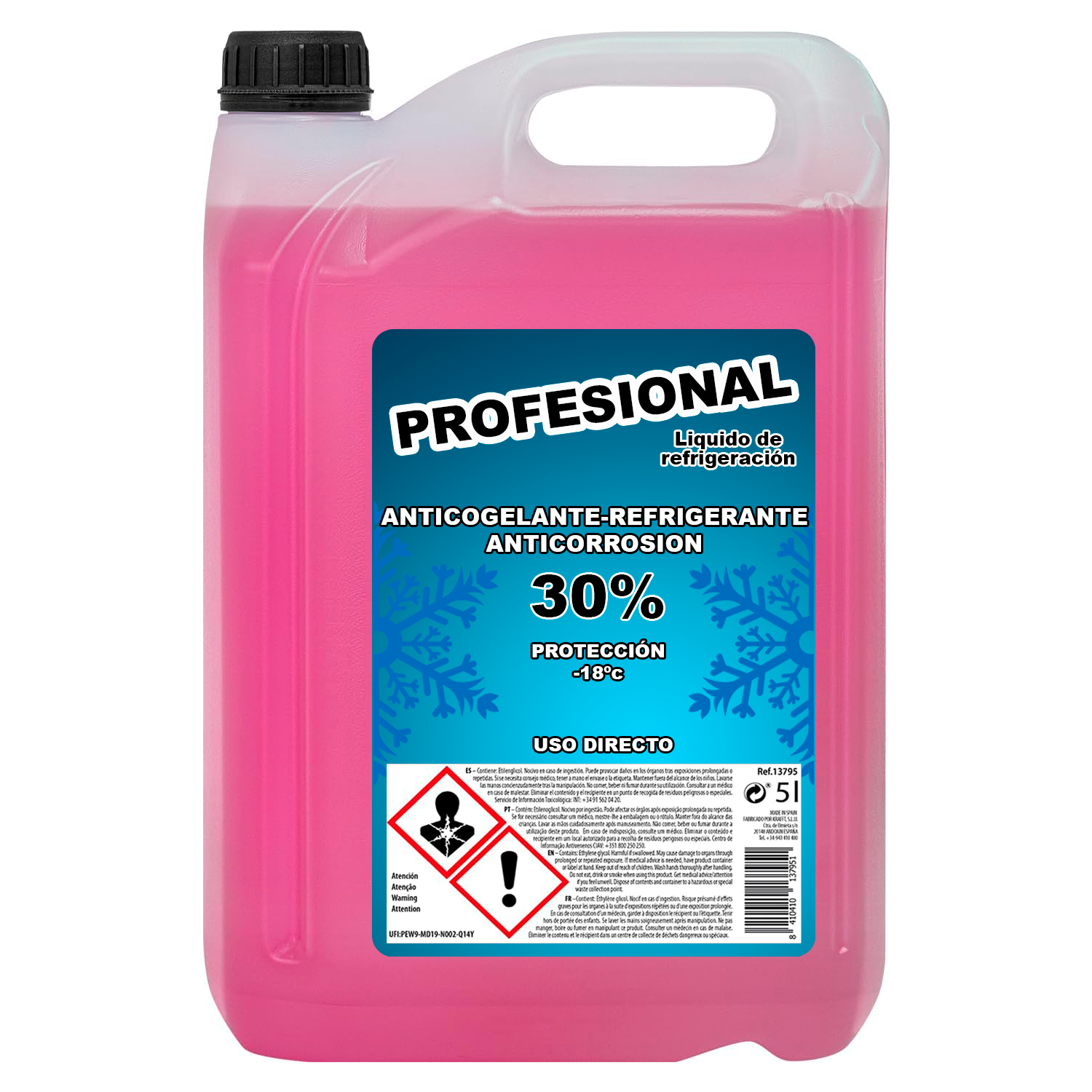 Anticongelante LÍquido Refrigerante 30% 5 Litros Rosa