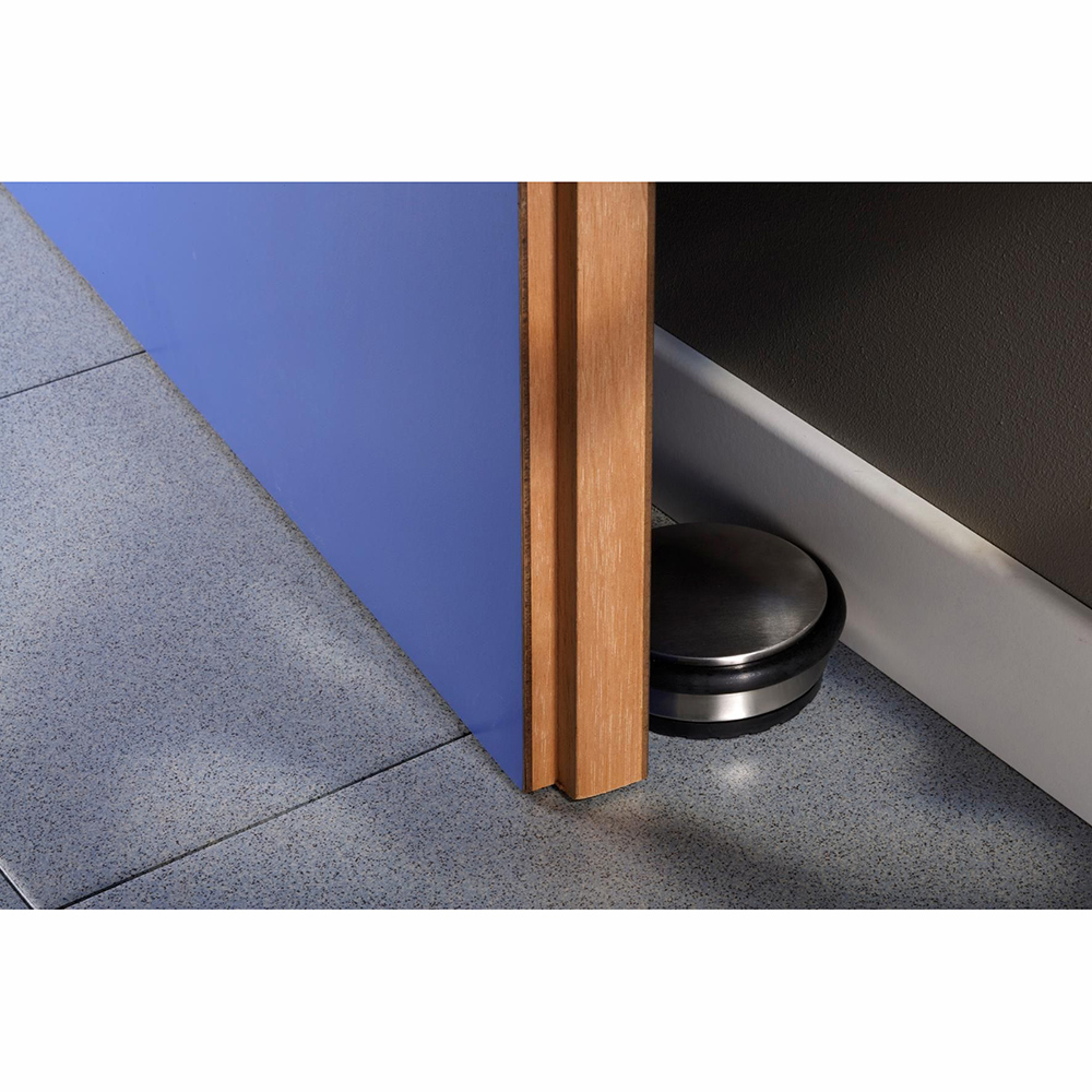 Tope Y Bloquea Puerta 100 mm Níquel Mate