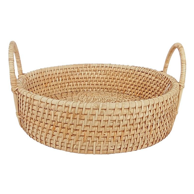 Bandeja Chakra rattán 35x9 cm. con asas