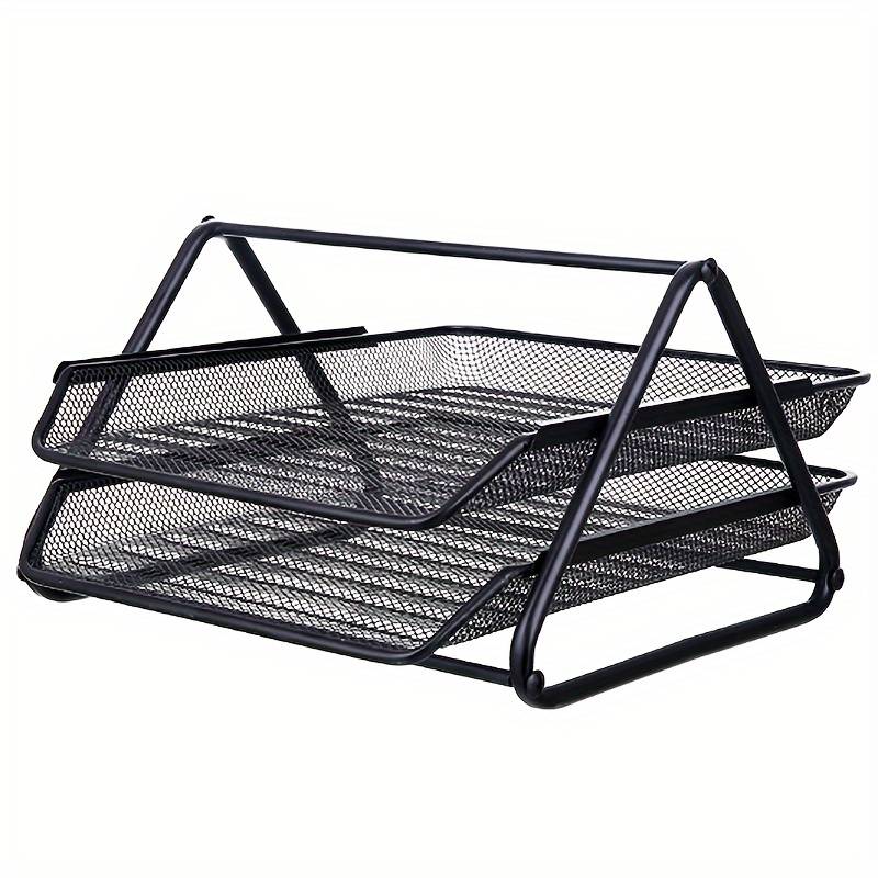 Bandeja Escritorio Organizador Documentos Metal 2 Niveles  Negro