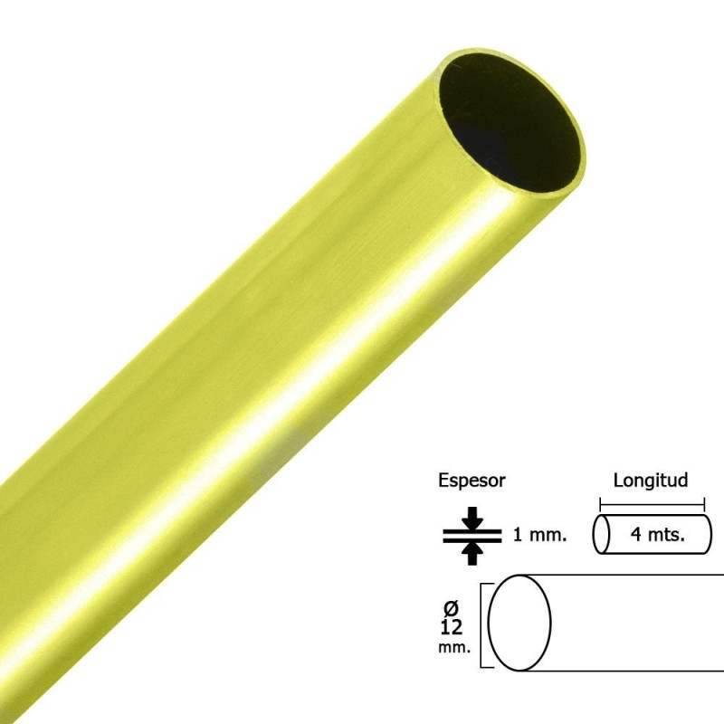 Barra Armario Dorado Redondo 12 mm.˜ (Barra 4,0 metros)