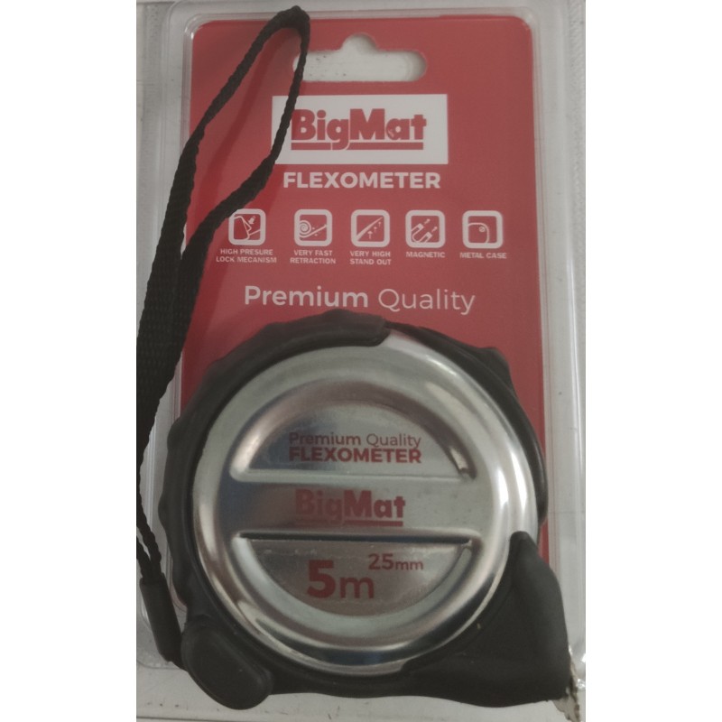 Flexómetro BIGMAT Metálico 5m x 25mm con Imán