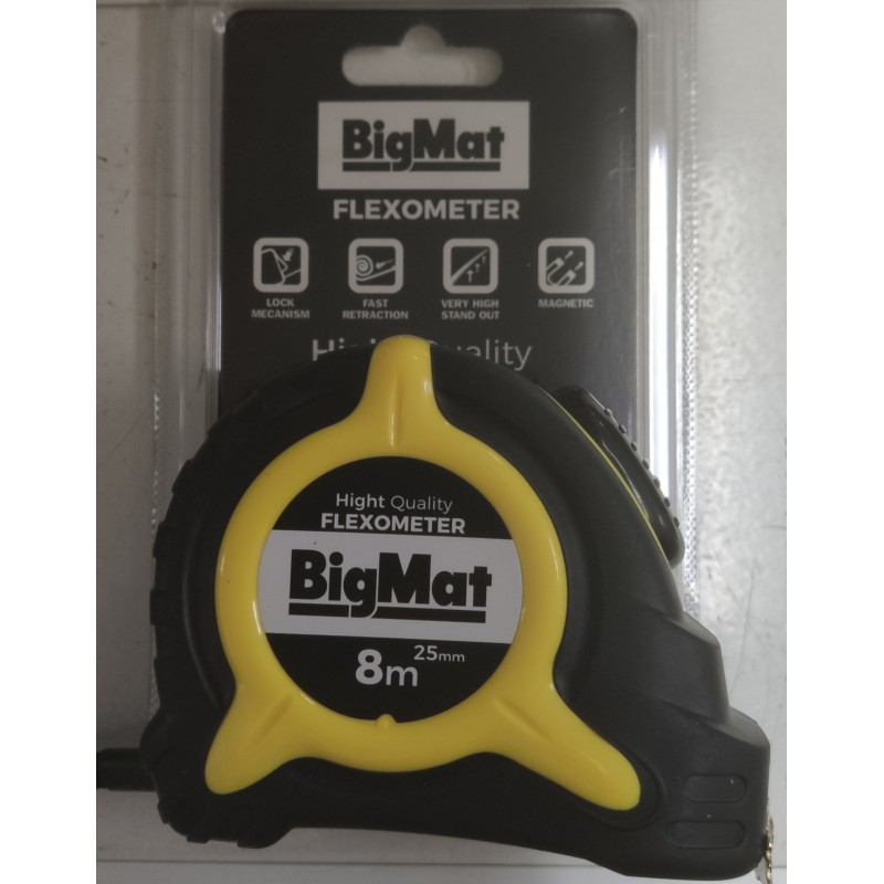 Flexómetro BIGMAT Plástico 8m x 25mm con Imán