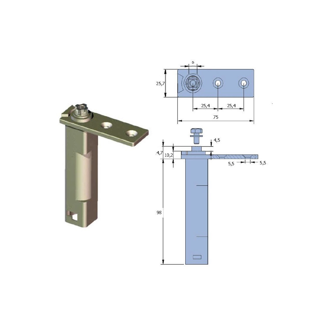 Bisagra de torsión muelle Ø2,8mm soporte estrella 700853