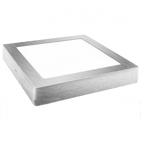 Downlight led matel18w superficie cuadrado plata luz fria 6400k 1800lm 230 mm