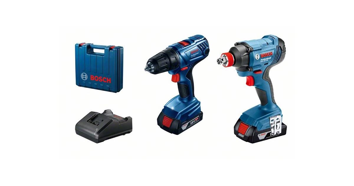 BOSCH Atornillador de impacto a batería GDX 180-LI + Taladro atornillador a batería GSR 180-LI 06019G5222
