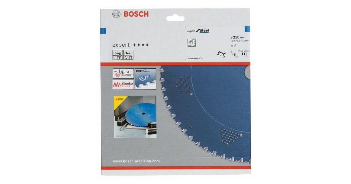 BOSCH Hoja de sierra circular Expert para acero 210 x 30 x 2,0 mm, 48 2608643057