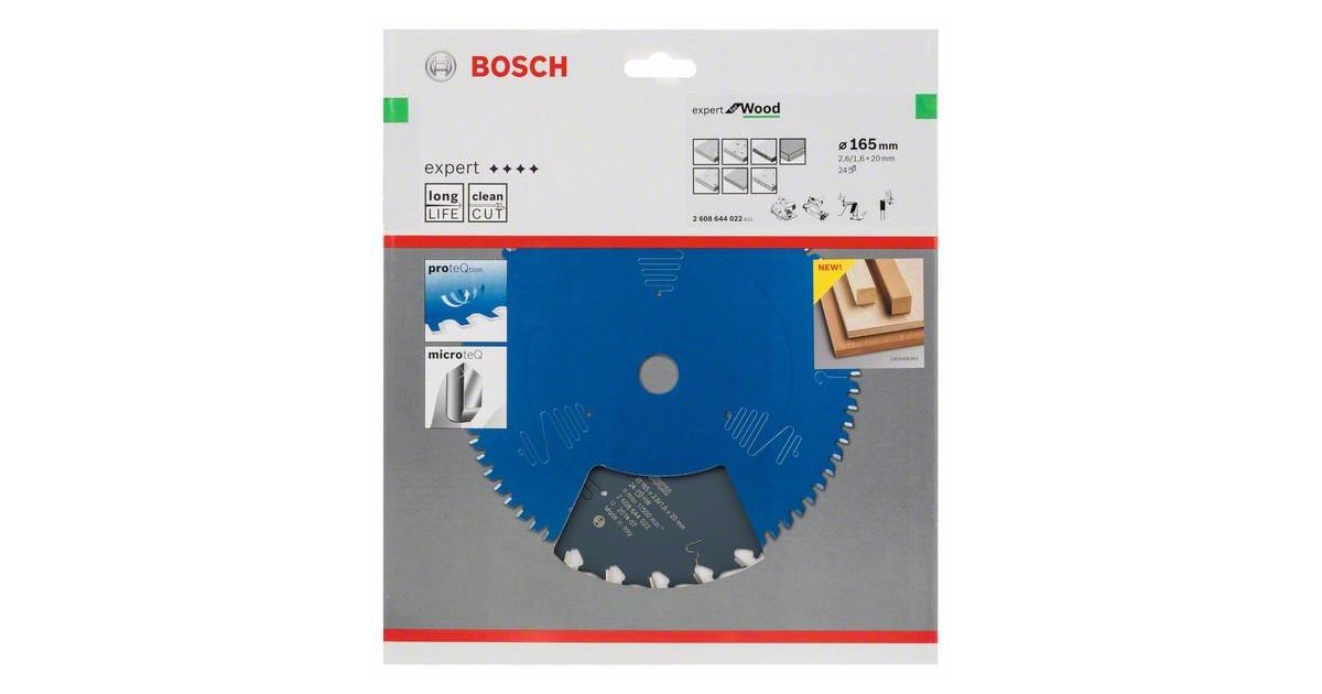 BOSCH Hoja de sierra Expert para Madera 165 x 20 x 2,6 mm, 24 2608644022