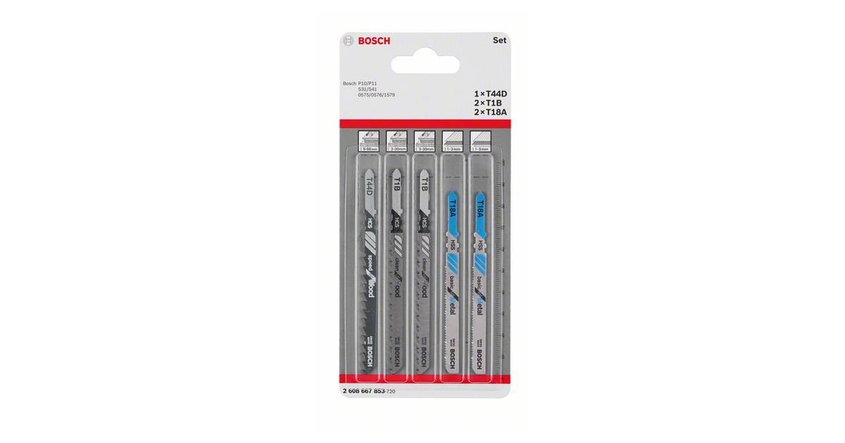 BOSCH Juego de hojas de sierra para sierra oscilante (vástago de doble leva) 5 piezas 2608667853